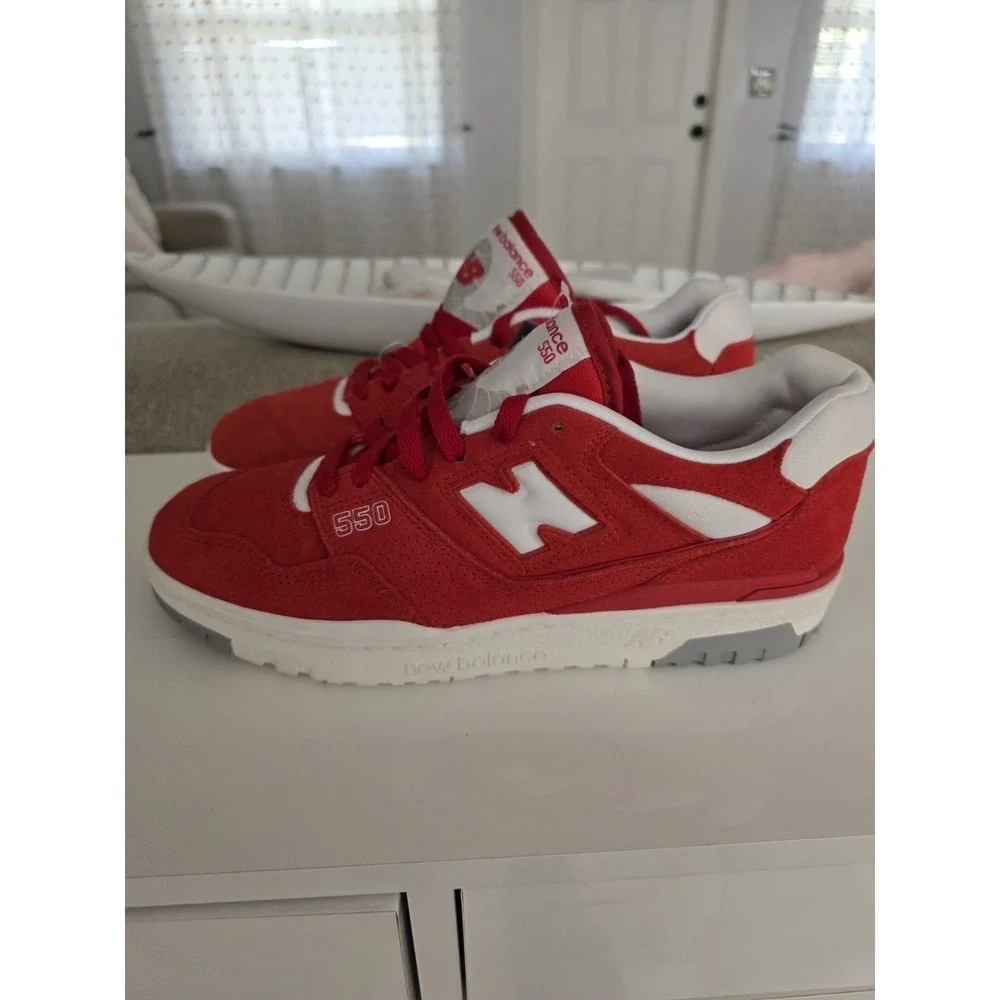 New Balance 550‎ Suede Pack Team Red And White BB550VND Men's Size 10.5